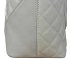 Chanel Vintage White Quilted CC Snake Cambon Ligne Tote 2004