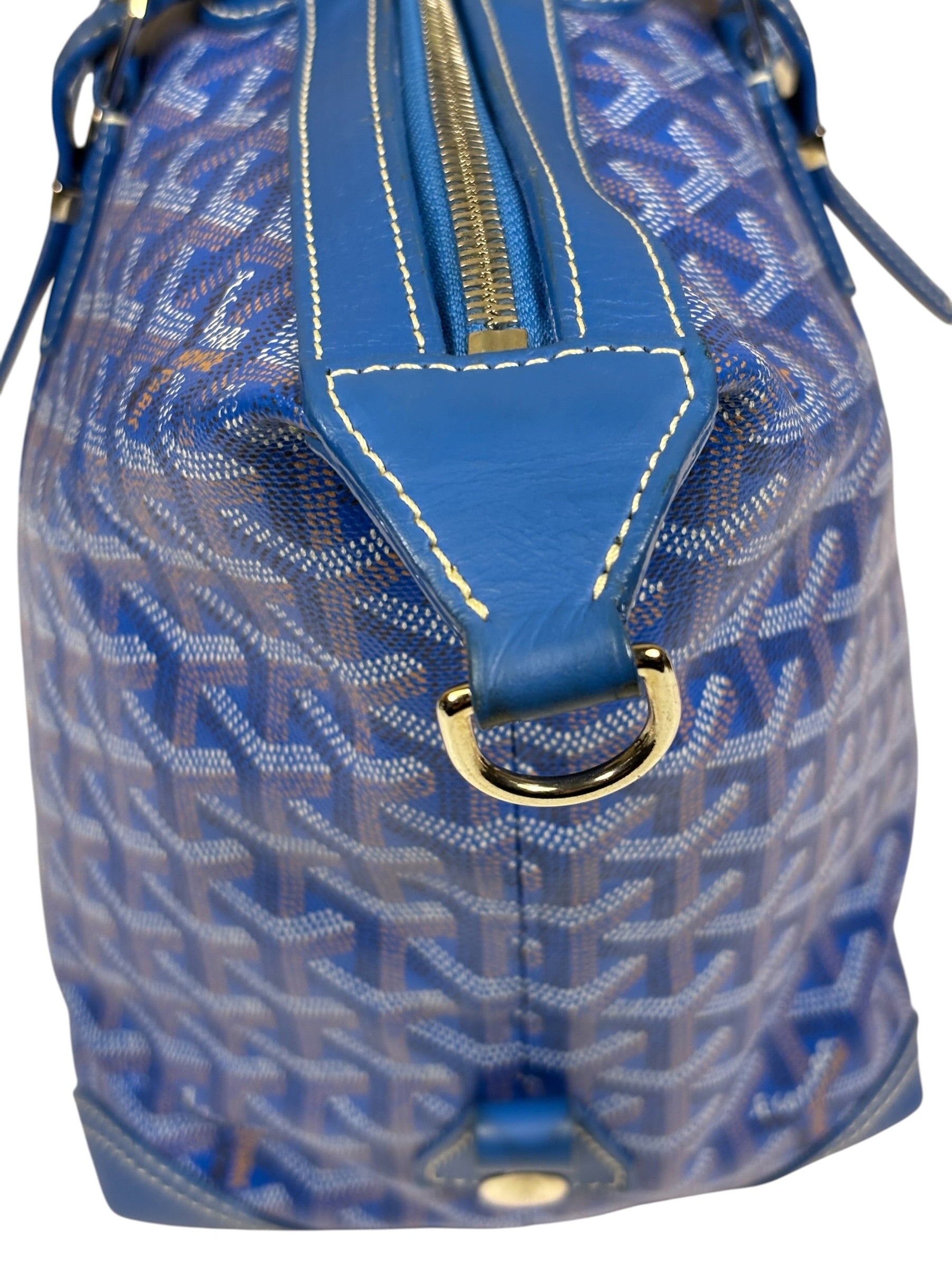 Goyard Blue Leather Goyardine Coated Canvas Shoulder Bag