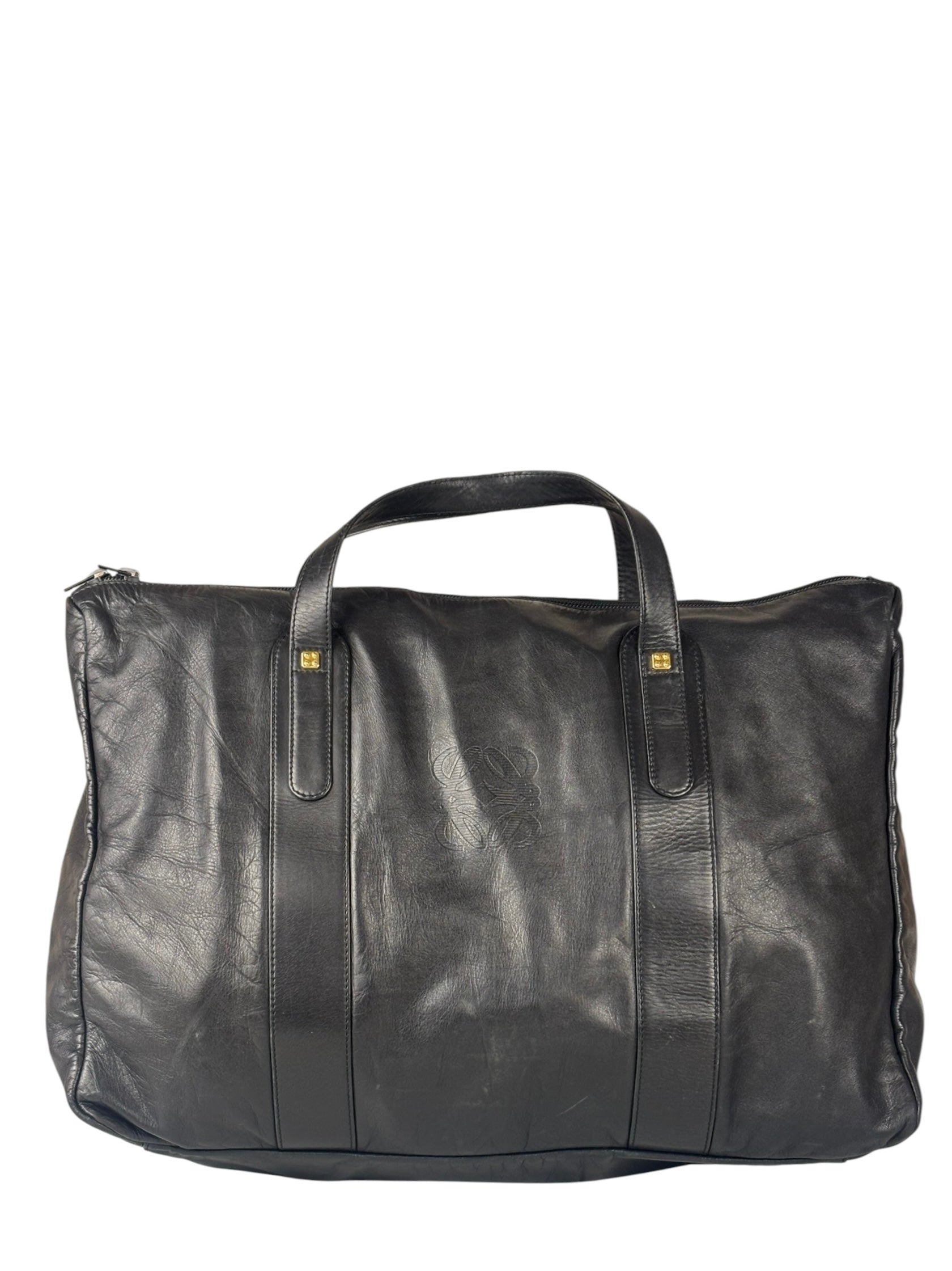 Loewe Vintage Black Calfskin Carryall Handbag