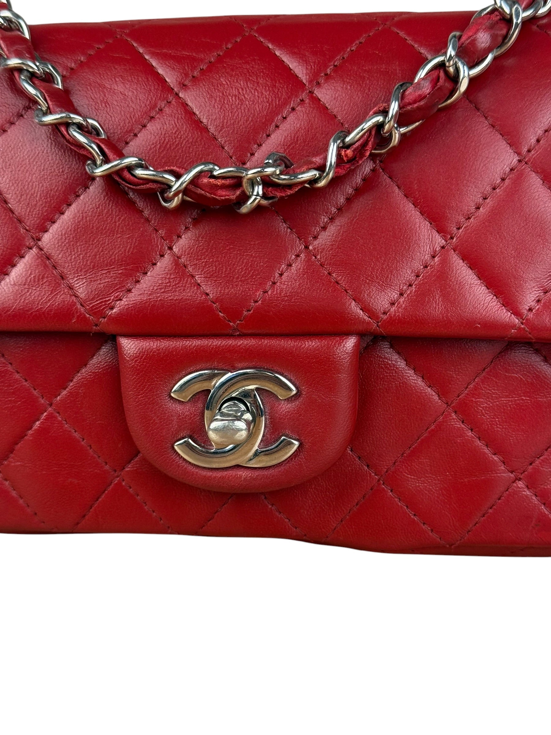 Chanel Red Quilted Leather Classic Mini Flap Bag 2012