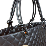 Chanel Brown Quilted Leather Cambon Ligne Shoulder Tote 2004
