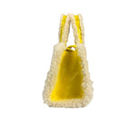 UGG x Telfar Yellow Patent Leather Fur Trim Small Shopper Crinkle In Taxi Tote