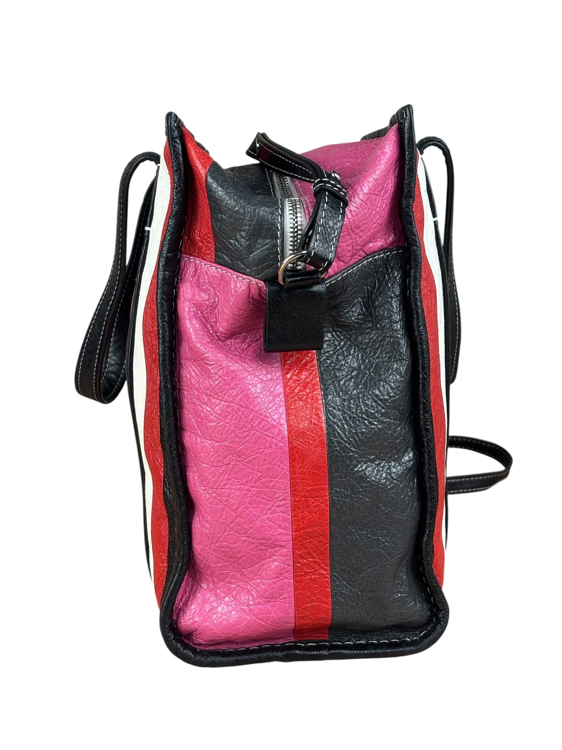 Balenciaga Multi-Color Vertical Stripe Bazar Shopper Two-Way Bag