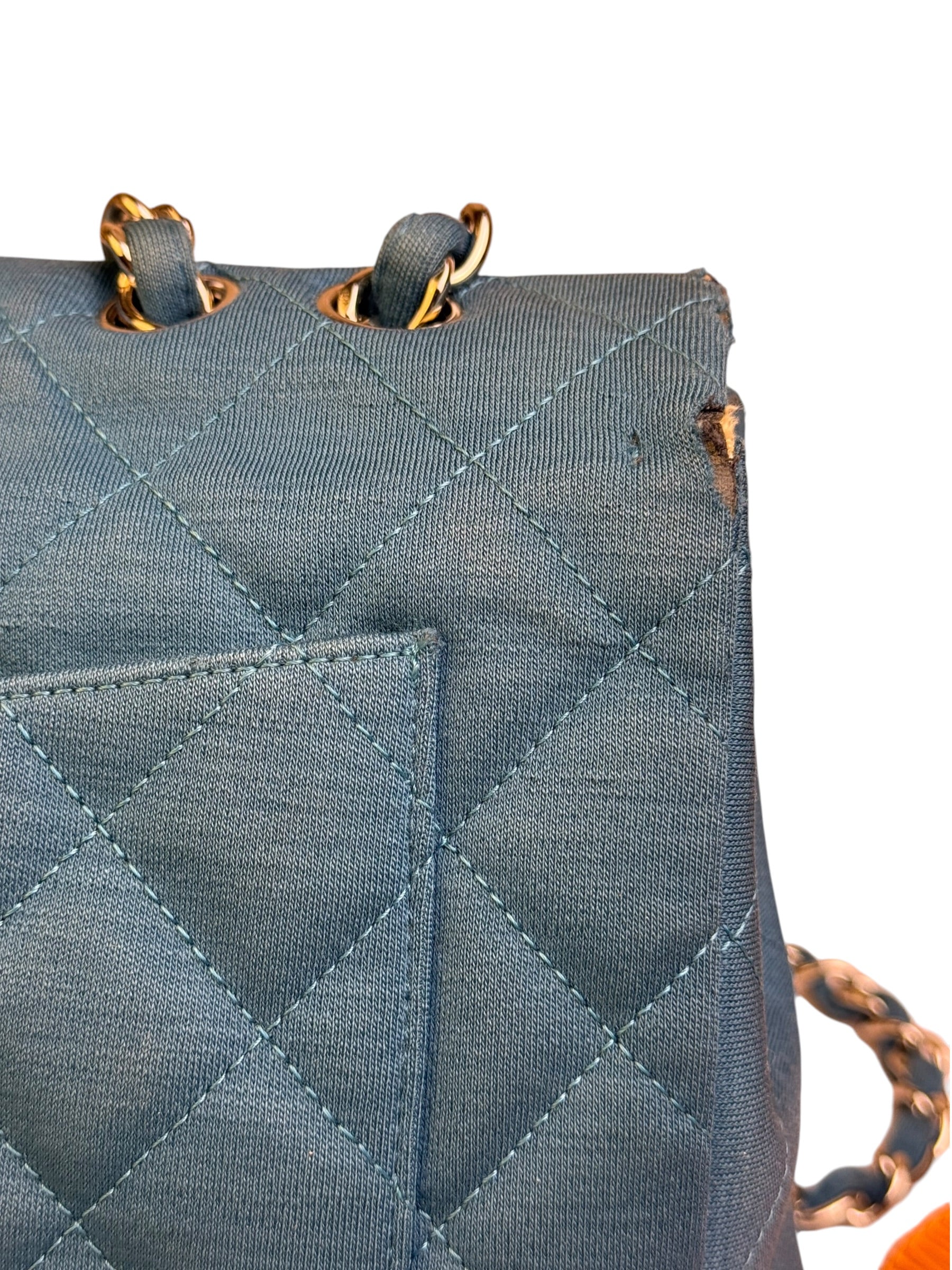Chanel Teal Blue Jersey Large Flap Bag 2009