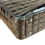 Chanel Vintage Black Patent Leather Chocolate Bar Pyramidal Tote Bag 2002