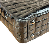 Chanel Vintage Black Patent Leather Chocolate Bar Pyramidal Tote Bag 2002