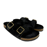 Yves Saint Laurent Black Jimmy Pony Hair Falt Sandal