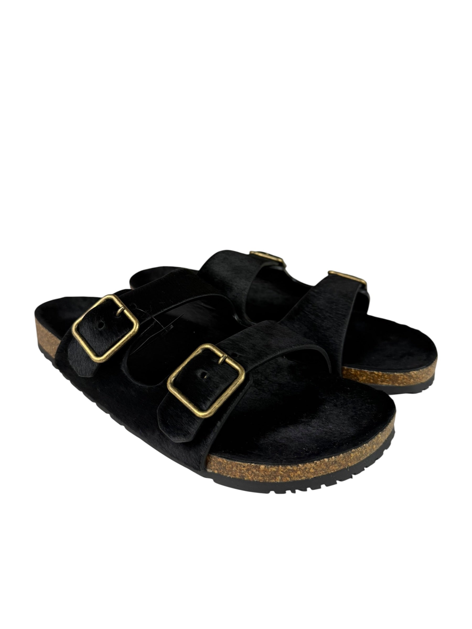 Yves Saint Laurent Black Jimmy Pony Hair Falt Sandal