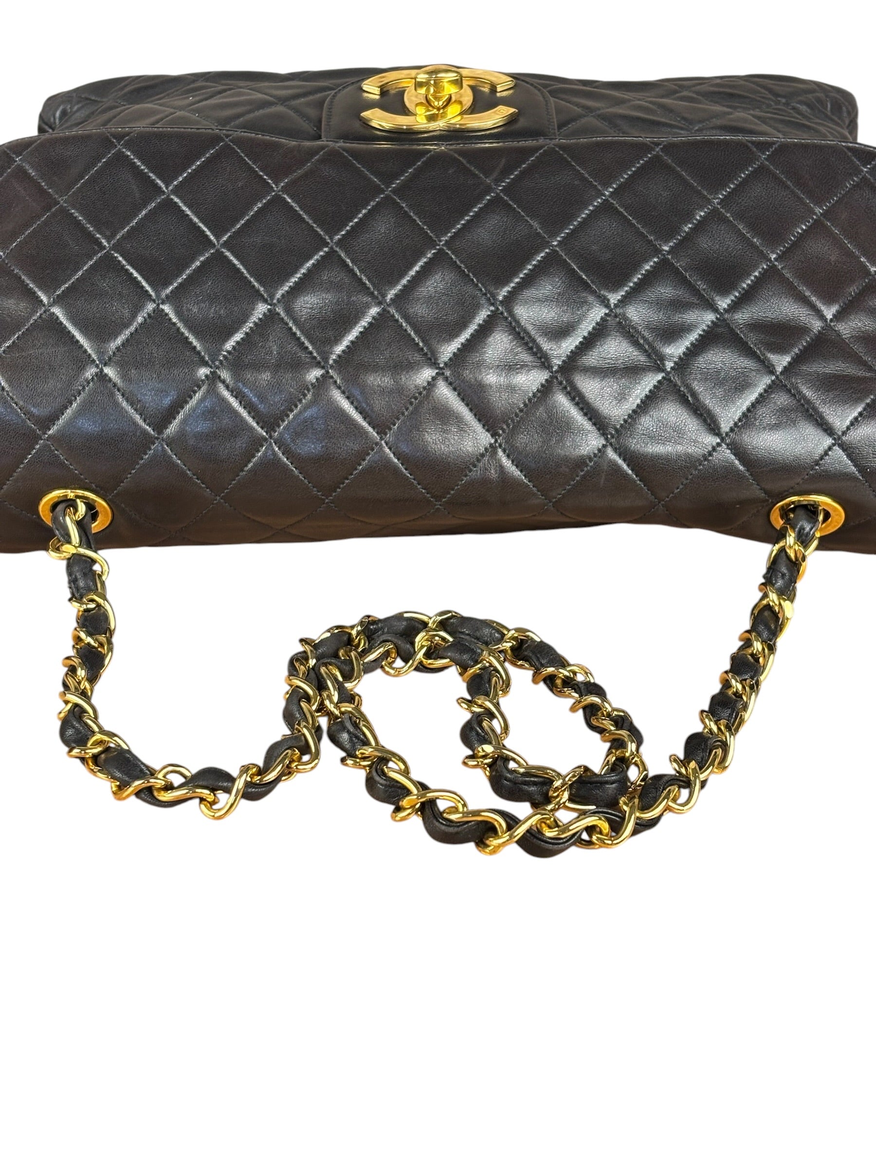 Chanel Vintage Brown Leather Jumbo Flap Bag