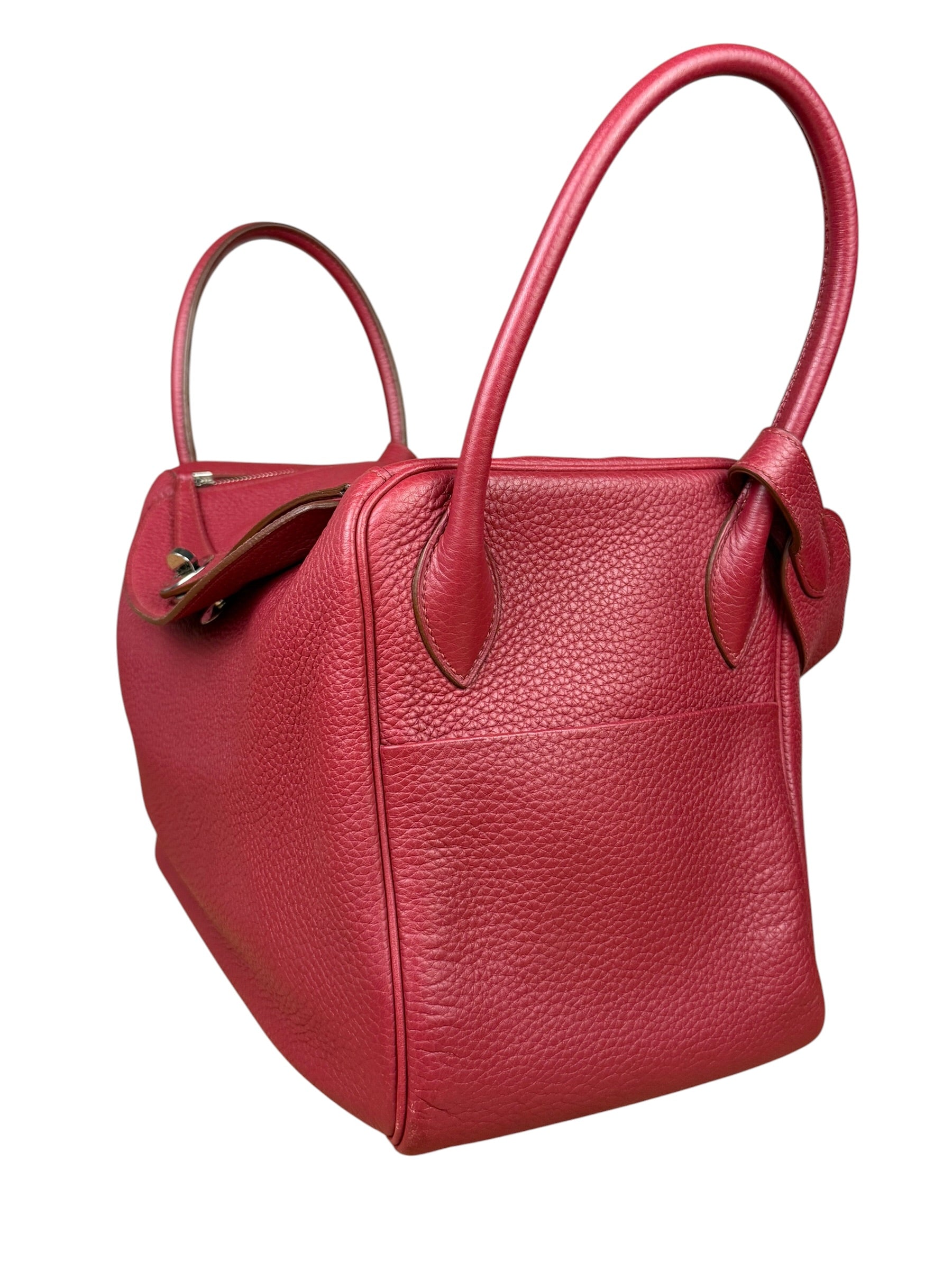 Hermes Lindy 34 Red/Fuchsia Clemence Leather Handbag 2014
