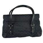 Gucci Black Leather Trim GG Horsebit Shoulder Bag