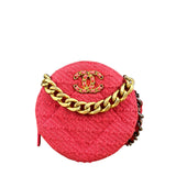 Chanel 19 Round Pink Tweed Chain Shoulder Bag