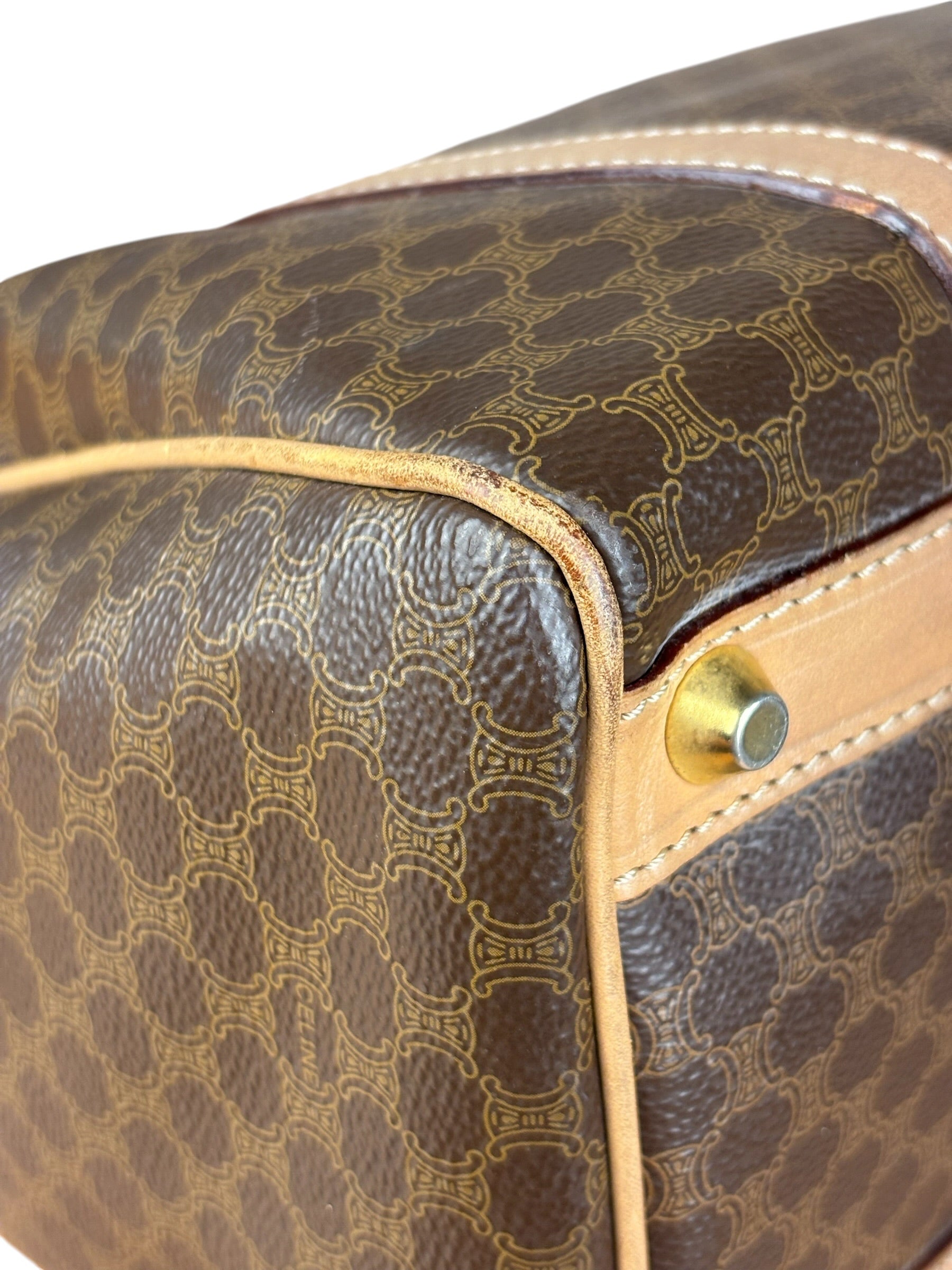 Celine Brown Leather Boston Handbag