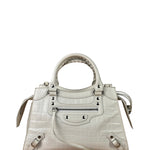 Balenciaga White Crocodile-Embossed Leather Two-Way Bag