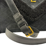 YSL Bicolor Quilted-Suede Shearling Gaby Shoulder Bag