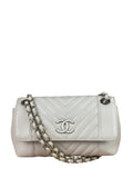 Chanel White Lambskin Chevron-Quilted Flap Bag 2019