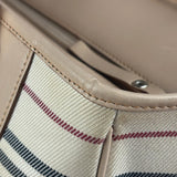 Burberry Multi-Color Leather Trim Striped Canvas Tote Bag