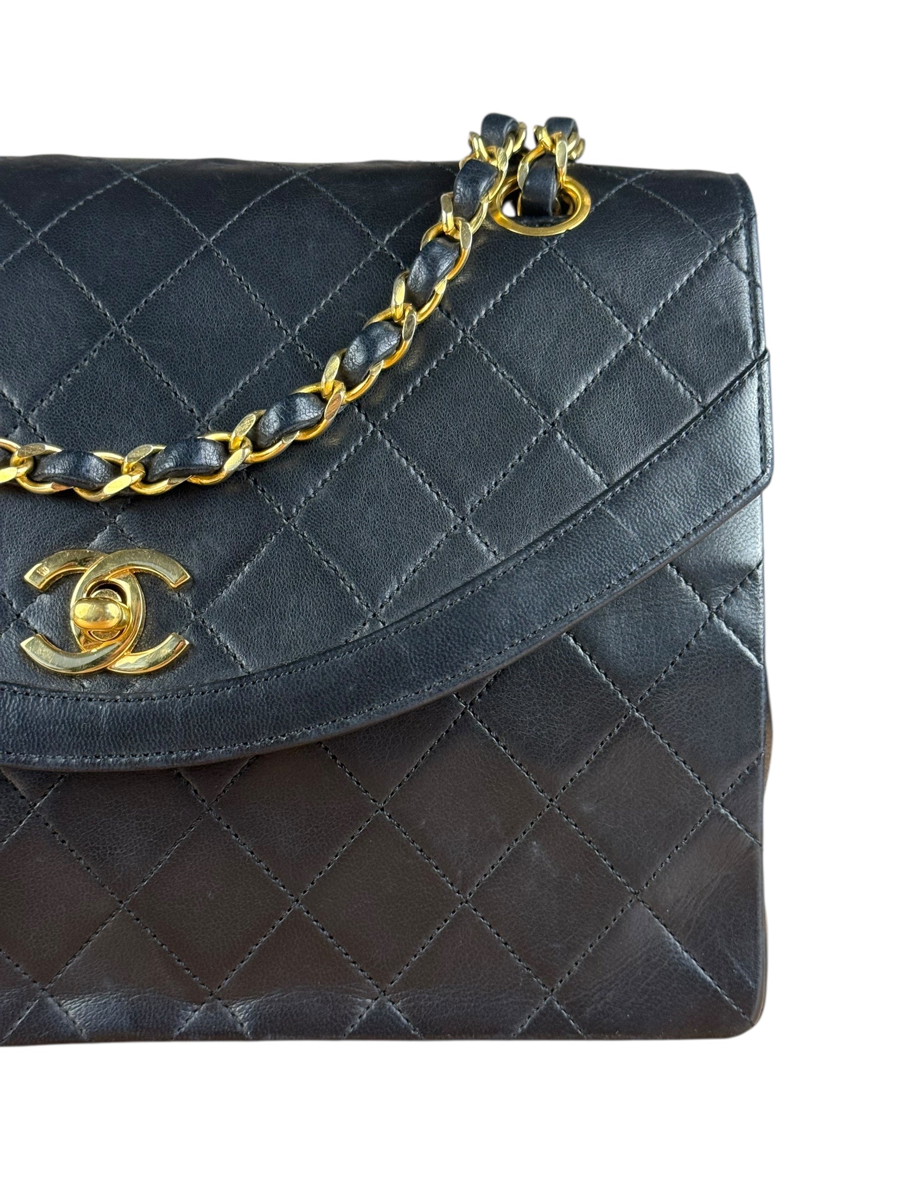 Chanel Vintage Black Quilted Diana Shoulder Bag 1986-1988