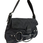 Gucci GG Vintage Black Horsebit Flap Shoulder Bag
