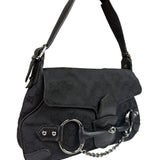 Gucci GG Vintage Black Horsebit Flap Shoulder Bag