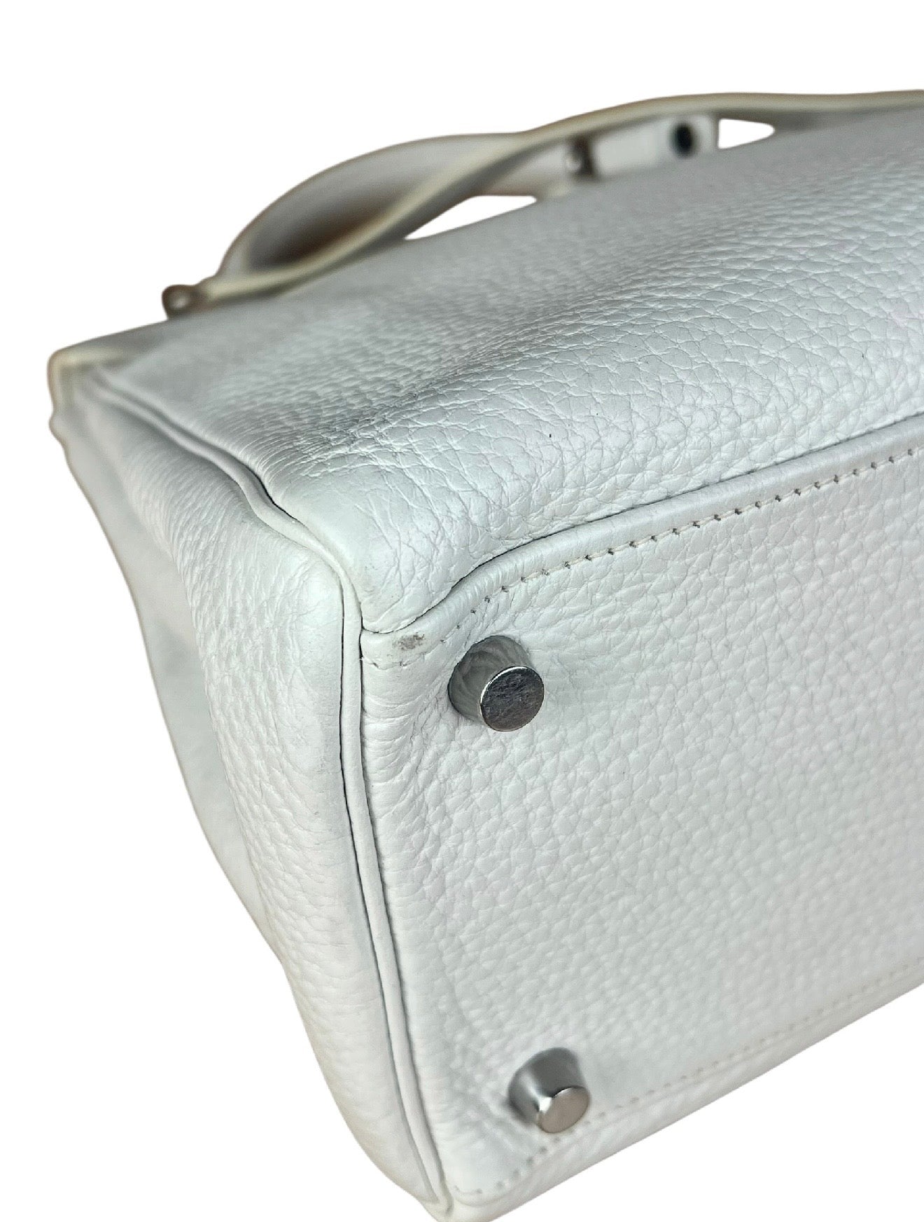 Hermes Kelly 32 White Clemence Leather Handbag 2008