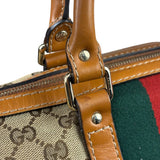Gucci Beige/Brown GG Web Boston Two-Way Bag