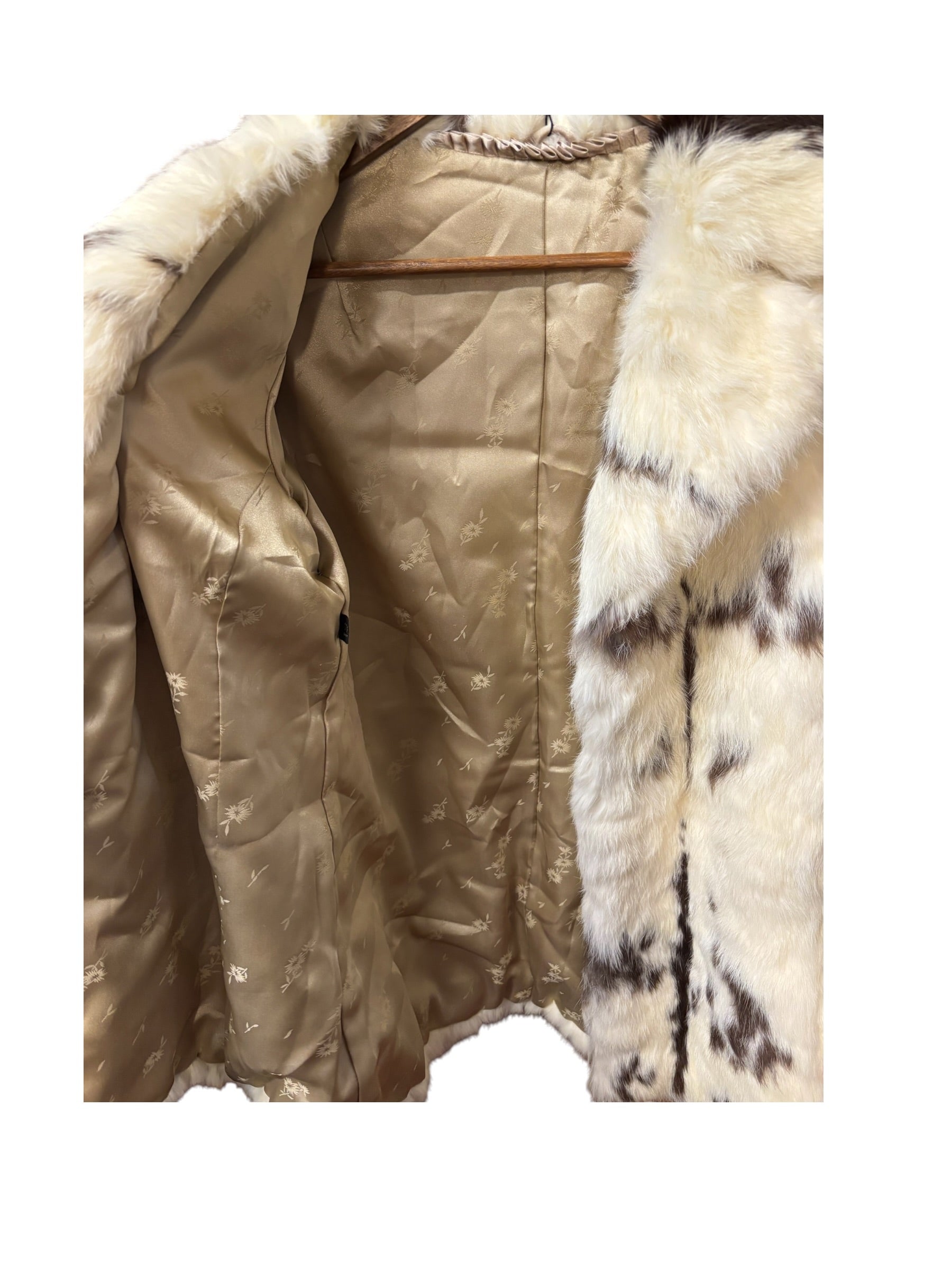Vintage White/Brown Rabbit Fur Coat