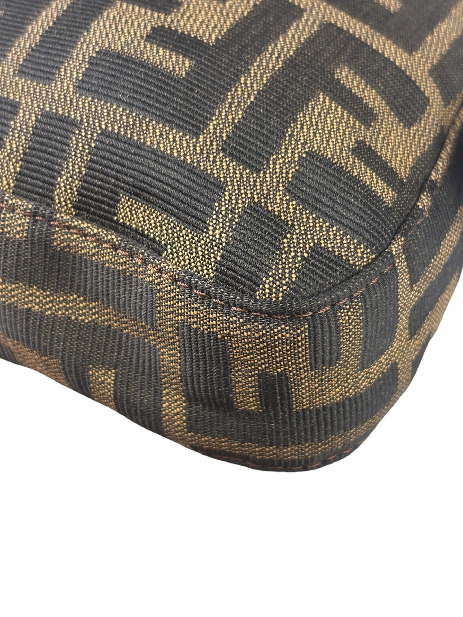 Fendi Brown Leather Trim Baguette