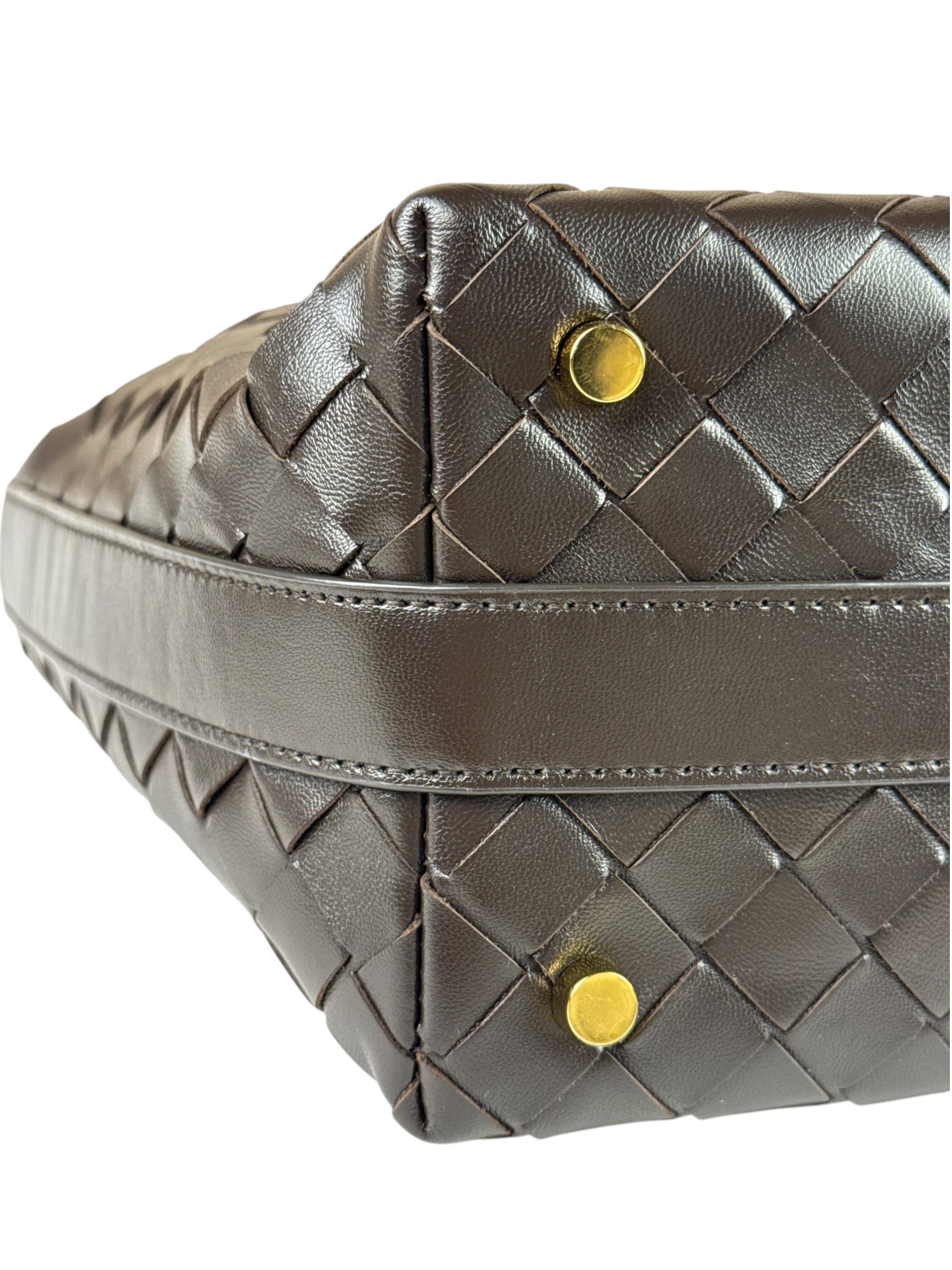 Bottega Veneta Brown Leather Intrecciato Mini Wallace Hobo Bag
