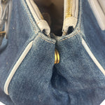 Prada Denim White Leather Trim Saffiano Handbag