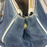 Prada Denim White Leather Trim Saffiano Handbag