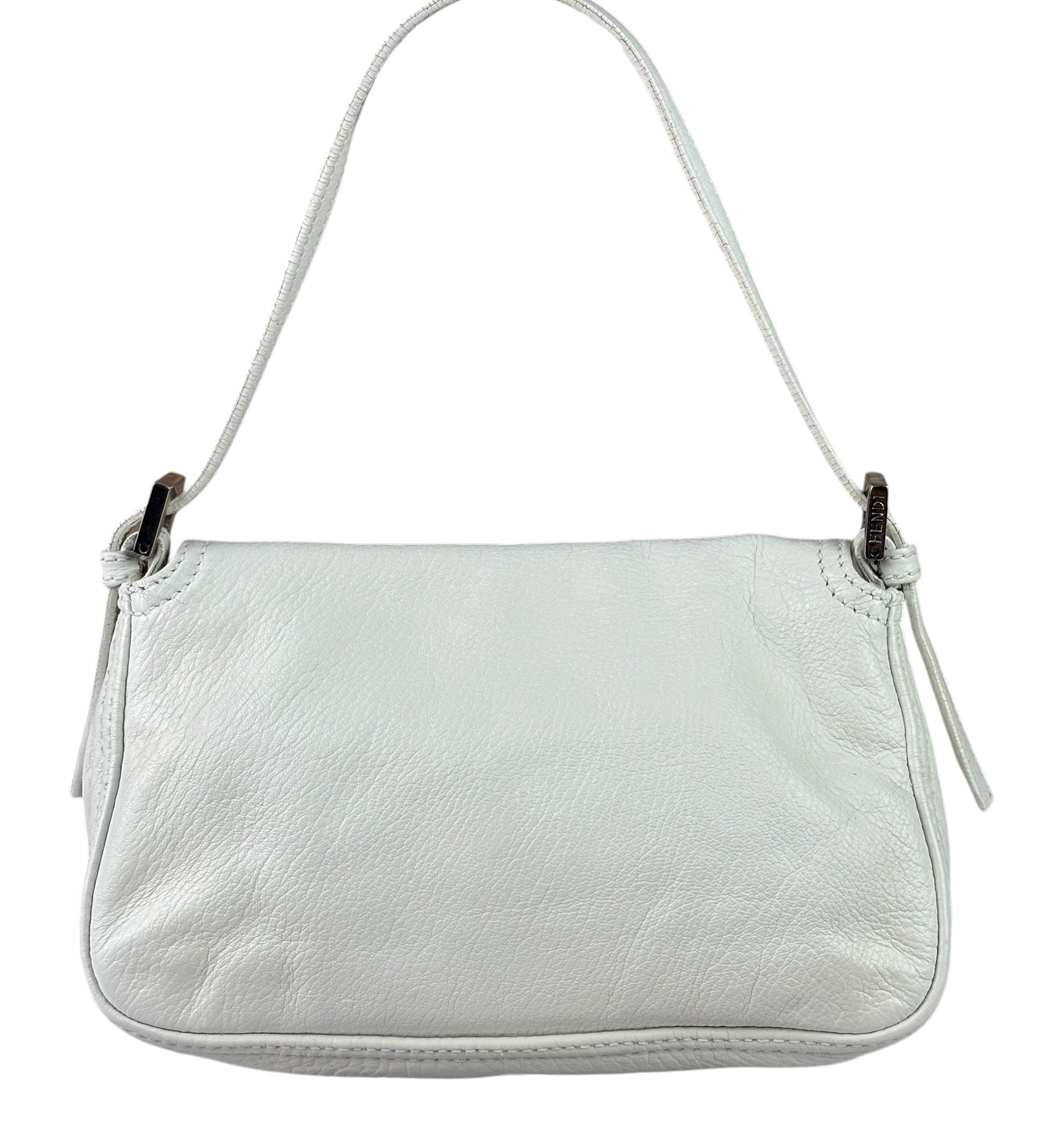 Fendi White Leather Baguette