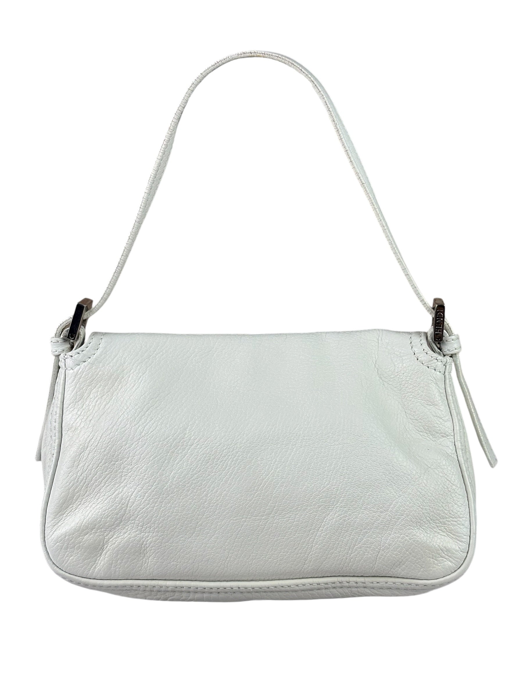 Fendi White Leather Baguette