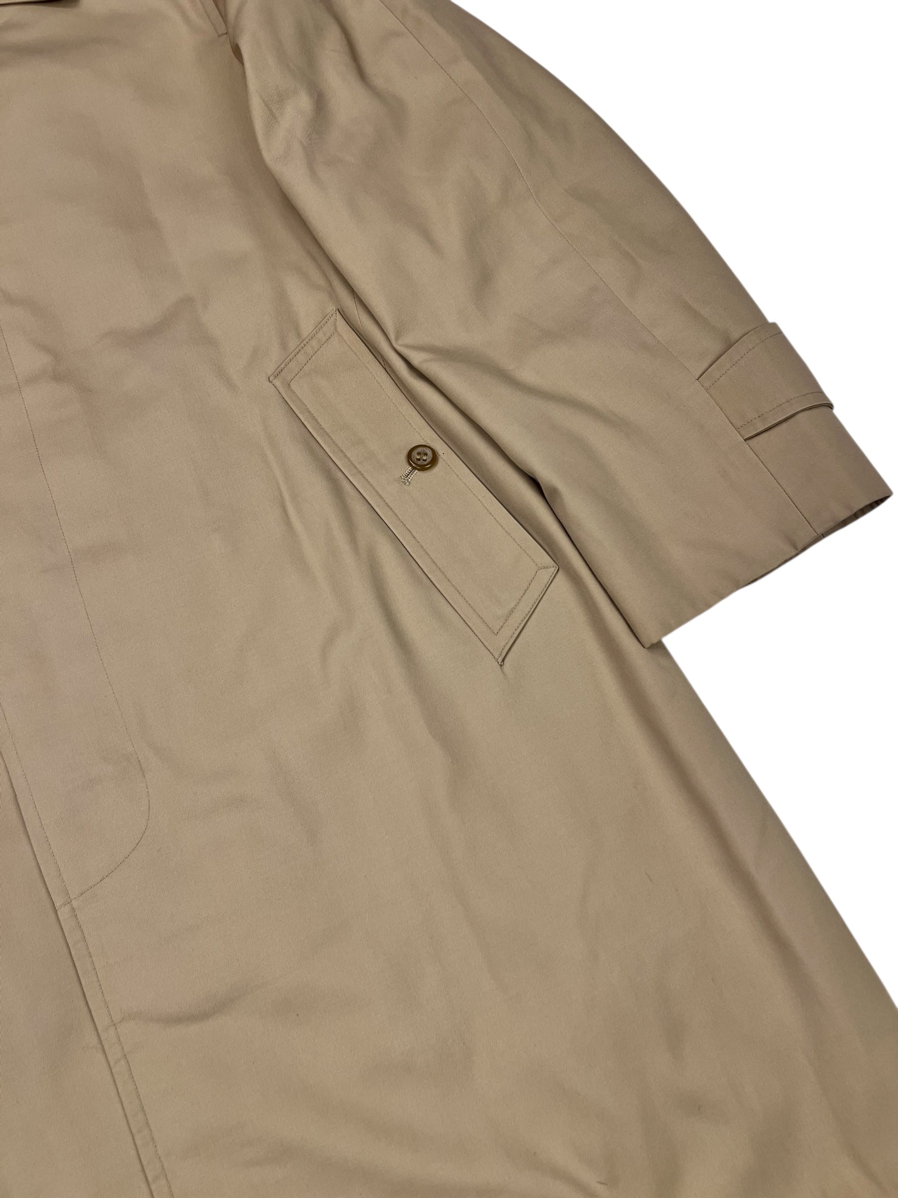 Burberry Vintage Khaki Plaid Lined Mid-Length Coat