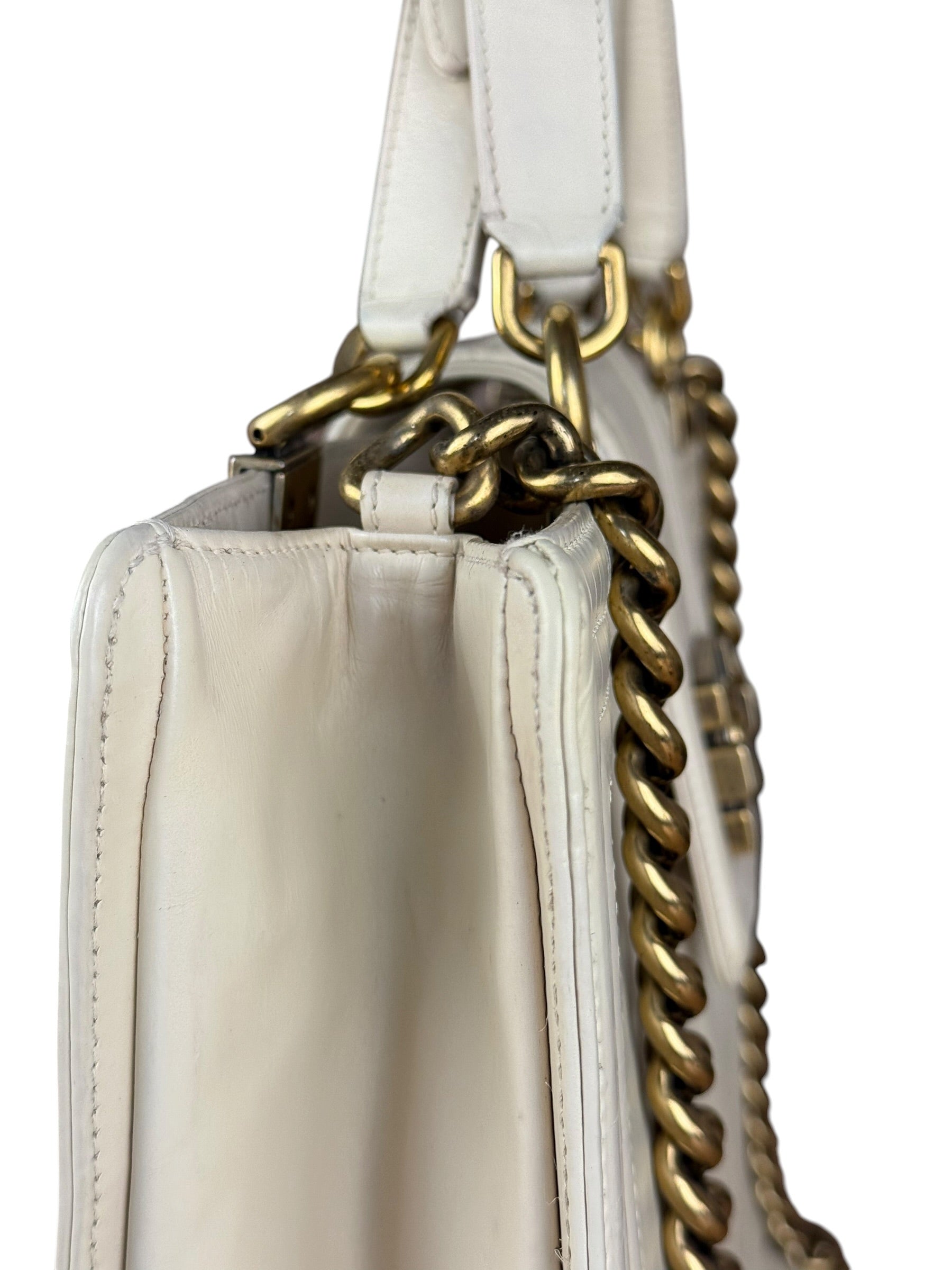 Chanel Ivory Leather Large Jetsetter Boy 2Way Handbag 2011