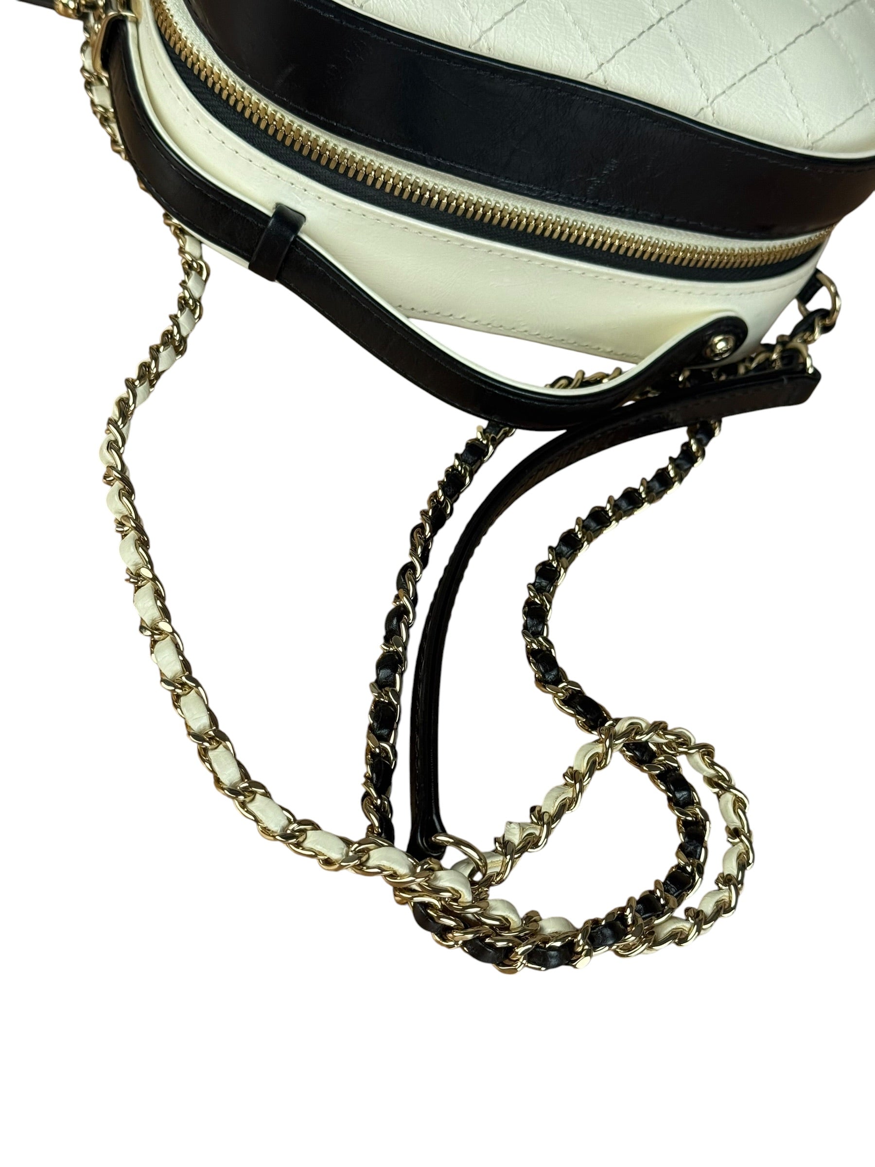 Chanel White/Black Quilted Leather 2Way Vanity Bag 2019
