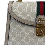 Gucci Beige Leather Trim Medium Ophidia Top Handle Bag