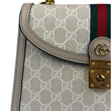 Gucci Beige Leather Trim Medium Ophidia Top Handle Bag