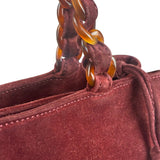 Chanel Bordeaux Suede Tortoise Chain Shoulder Bag '97-'99