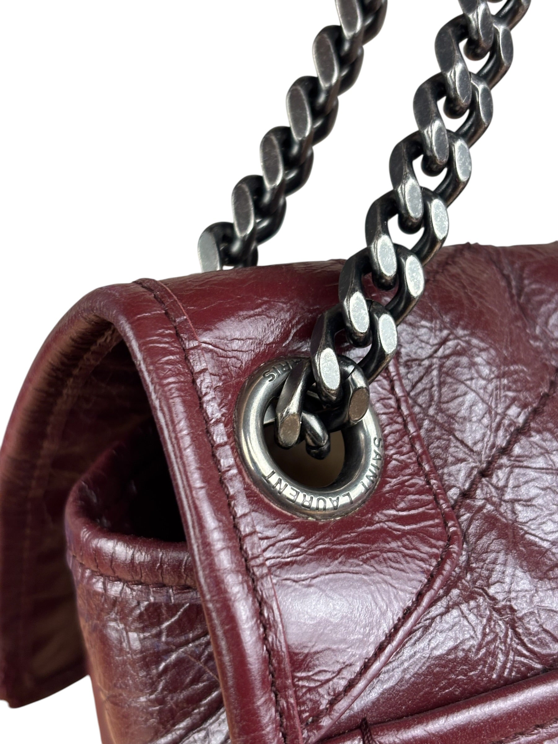 YSL Maroon Leather M Niki Shoulder Bag
