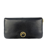 Fendi Black Leather F Logo Zip-Around Long Wallet