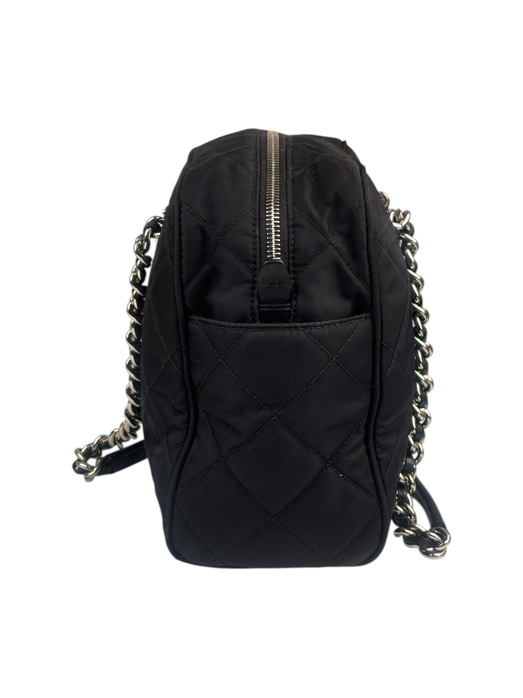 Prada Black Quilted Tessuto Nylon/Leather Trim Large Camera Bag