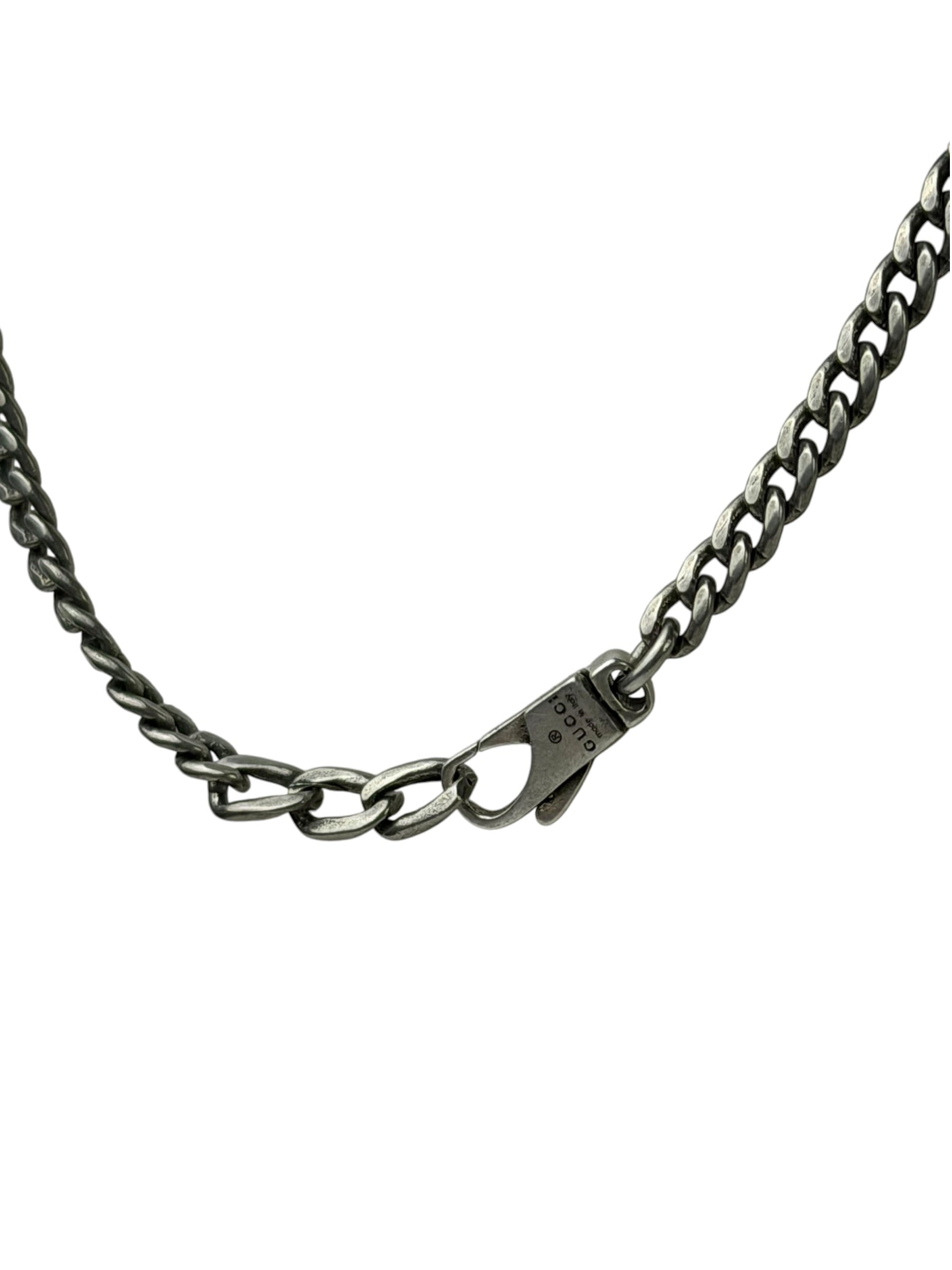 Gucci Sterling Silver Tag Turquoise Enamel Pendant Necklace