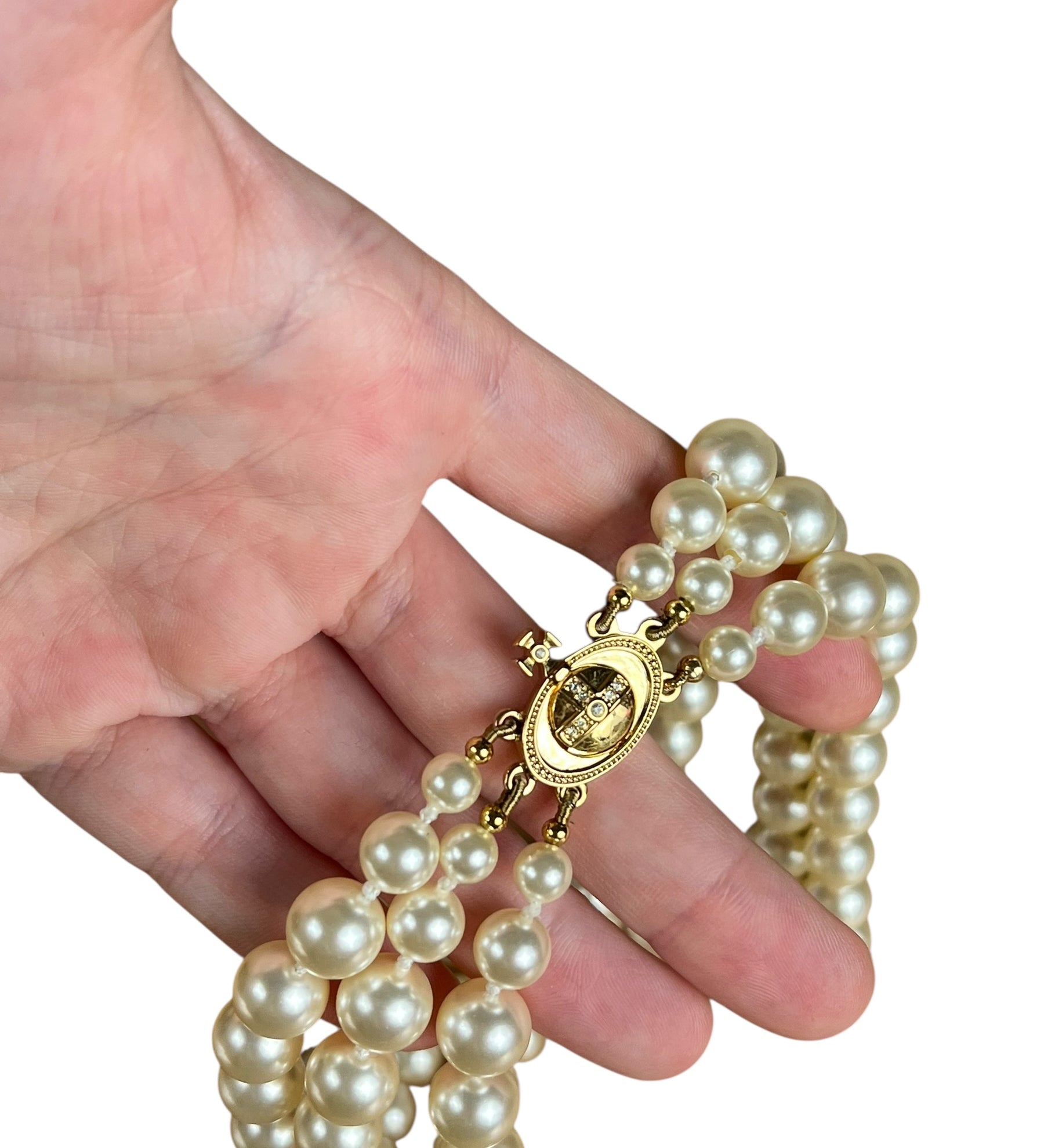 Vivienne Westwood Three Row Pearl Drop Choker