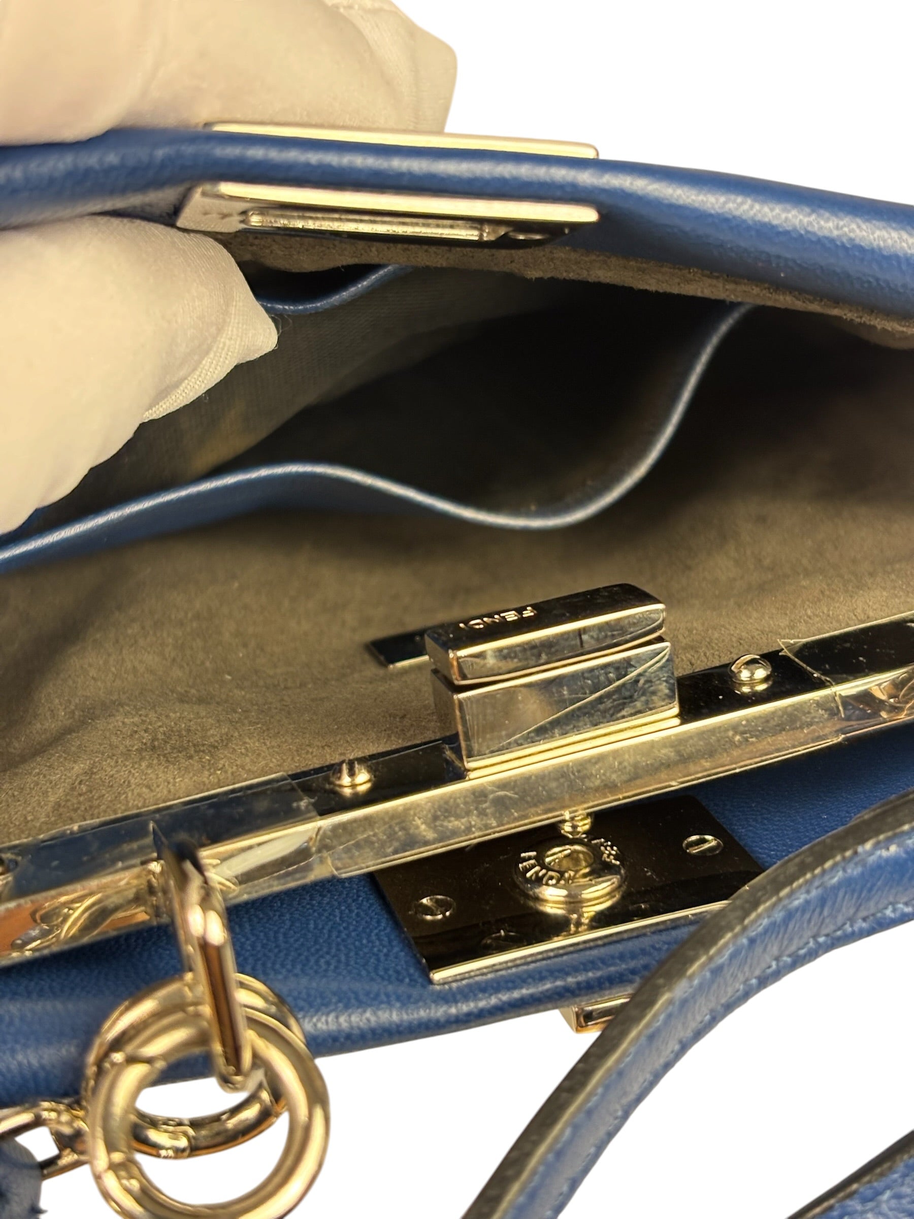 Fendi Navy Leather Peekaboo Micro Two-Way Bag