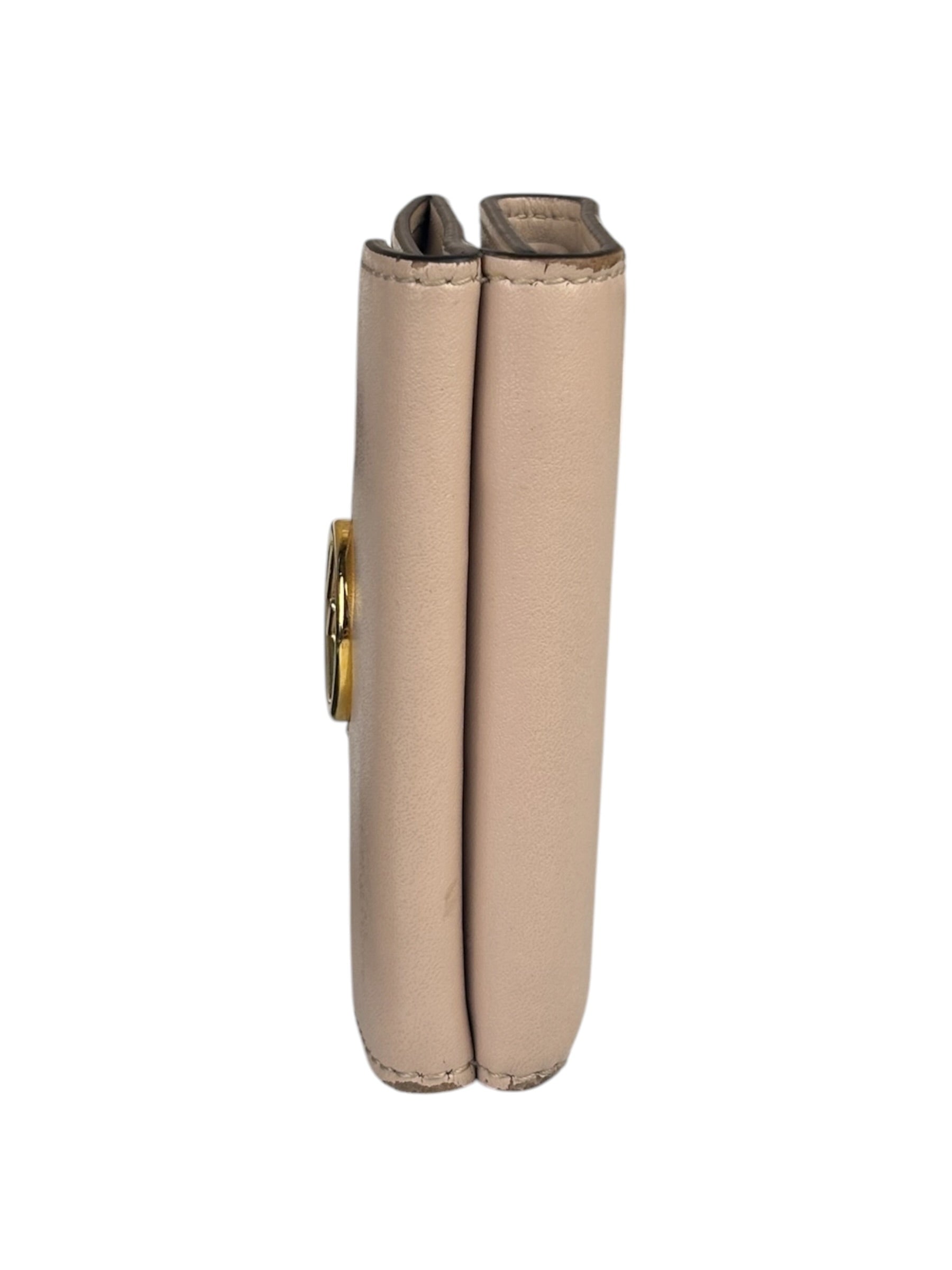 Fendi F Nude Pink Micro Trifold Wallet
