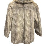 Vintage Light Grey Chevron Patterned Mink Coat