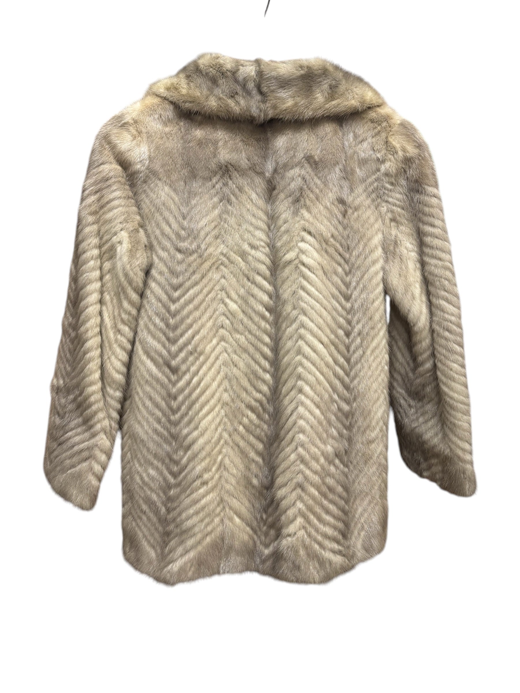 Vintage Light Grey Chevron Patterned Mink Coat