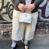 Chanel White Quilted Leather Vanity Small Bowling Two-Way Bag 2019
