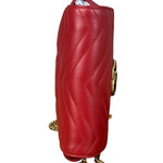 Gucci Red Chevron Quilted Matelasse Mini Leather Shoulder Bag
